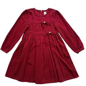 Gymboree Vintage 2005 Burgundy Red Girls Corduroy Holiday Dress Size 9